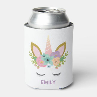 Magical Unicorn Personalised  name glitter girly   Can Cooler