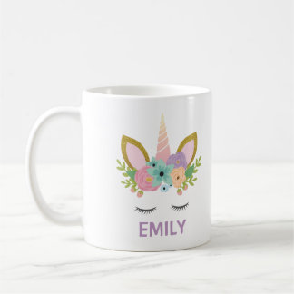 Magical Unicorn Personalised  name glitter girly Coffee Mug