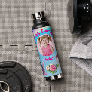 Magical Unicorn Photo Birthday Water Bottle Gift
