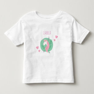 Magical Unicorn Pink and Teal with Name Girl Toddler T-Shirt