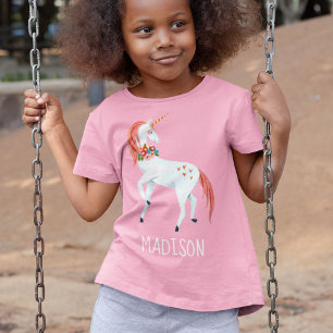 Magical Unicorn pink custom name girl T-Shirt