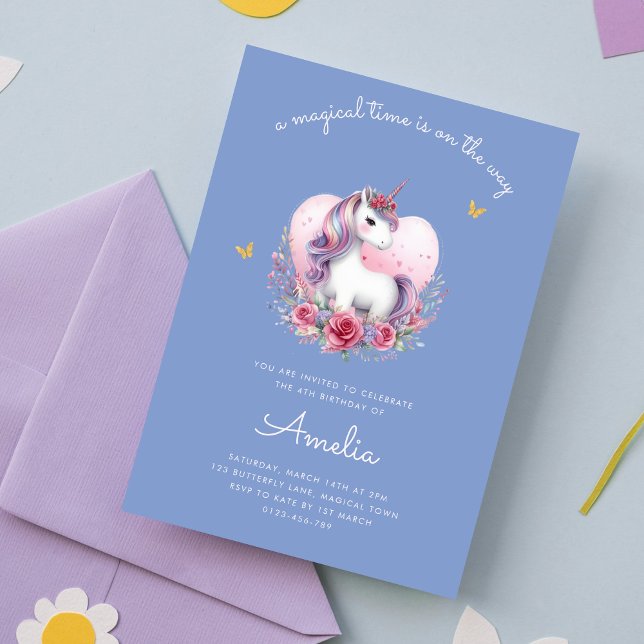 Magical Unicorn Pink Gold Elegant Birthday Invitation (Creator Uploaded)