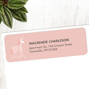 Magical Unicorn Pink Personalized Return Address