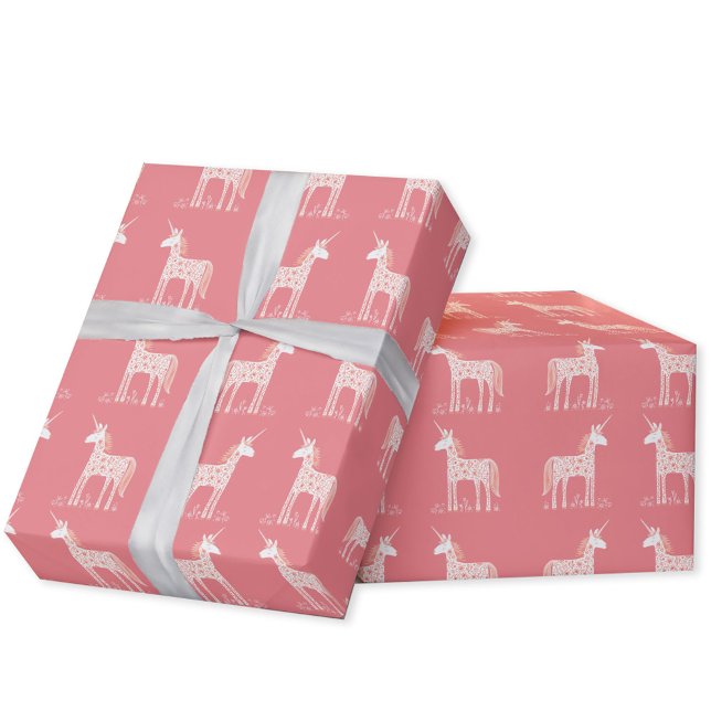 Magical Unicorn Pink Wrapping Paper (Pink magical unicorn gift wrapping paper roll)