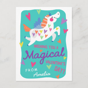 Magical Unicorn Postcard Size Classroom Valentine