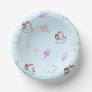 Magical Unicorn Princess rainbow pattern gradient  Paper Plate