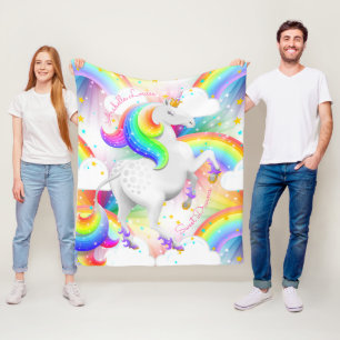 Magical Unicorn Princess Starburst Rainbow Fleece Blanket