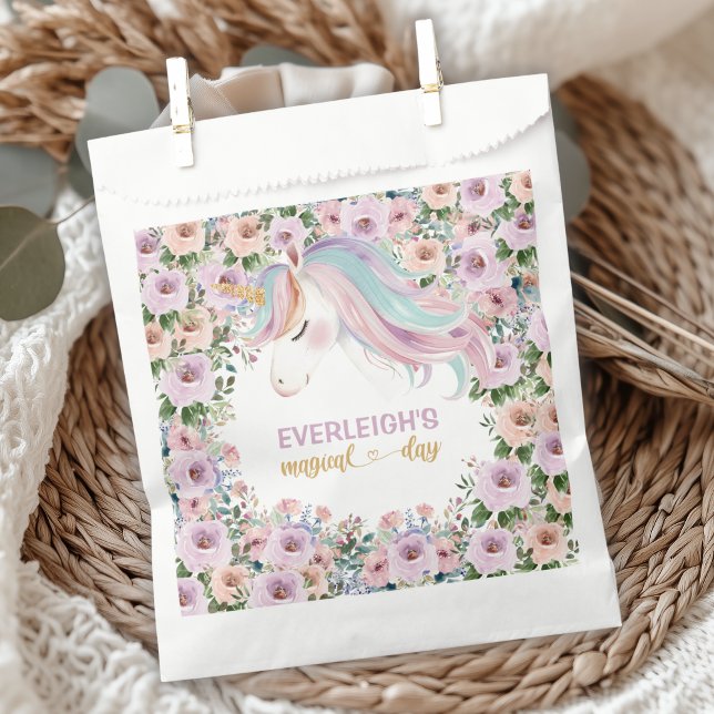 Magical Unicorn Purple Flower birthday Favour Bags (Creator Uploaded)