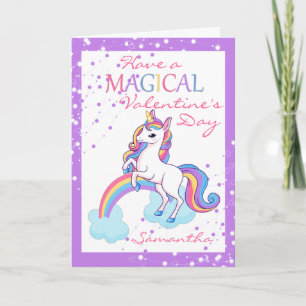 Magical Unicorn purple Valentine's Day Card