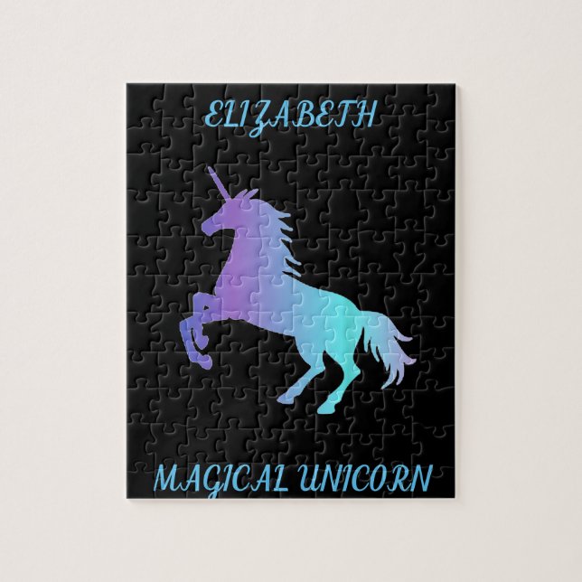 "MAGICAL UNICORN" puzzle for girls personalised. (Vertical)