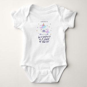 Magical Unicorn Quote   Add Name Baby Bodysuit