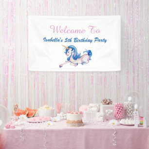 Magical Unicorn Rainbow 5th Birthday Party Banner