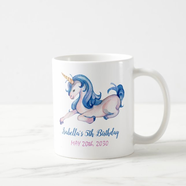 Magical Unicorn Rainbow 5th Birthday Party Coffee Mug (Right)