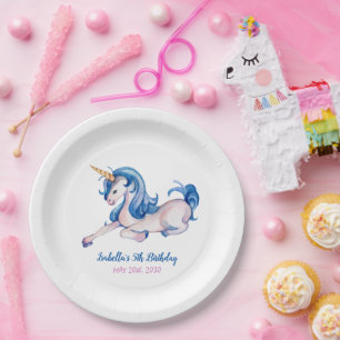 Magical Unicorn Rainbow 5th Birthday Party Paper Plate