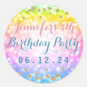 Magical Unicorn Rainbow Baby Kids Birthday Party Classic Round Sticker