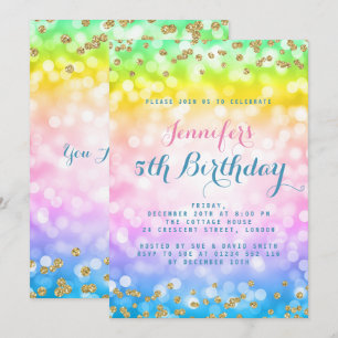 Magical Unicorn Rainbow Baby Kids Birthday Party Invitation