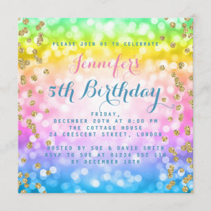 Magical Unicorn Rainbow Baby Kids Birthday Party Invitation