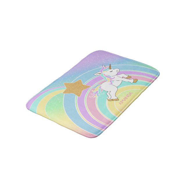 Magical Unicorn Rainbow Bath Mat (Angled)
