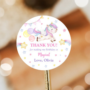 Magical Unicorn Rainbow Birthday Party Classic Round Sticker