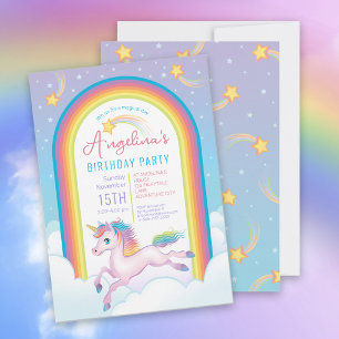 Magical Unicorn Rainbow Birthday Party Invitation