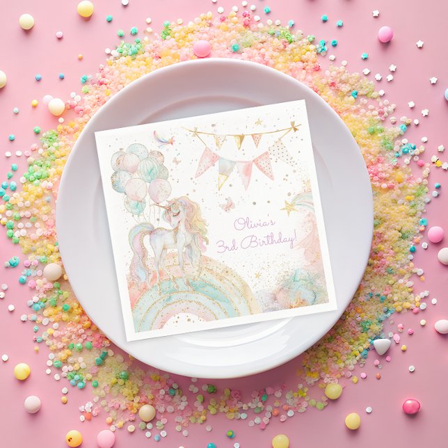 Magical Unicorn Rainbow Birthday Party Napkin (Creator Uploaded)