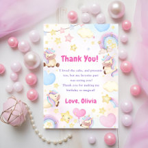 Magical Unicorn Rainbow Birthday Thank You Card