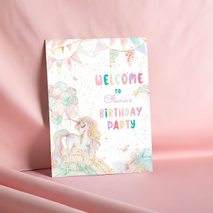 Magical Unicorn Rainbow Birthday Welcome Poster