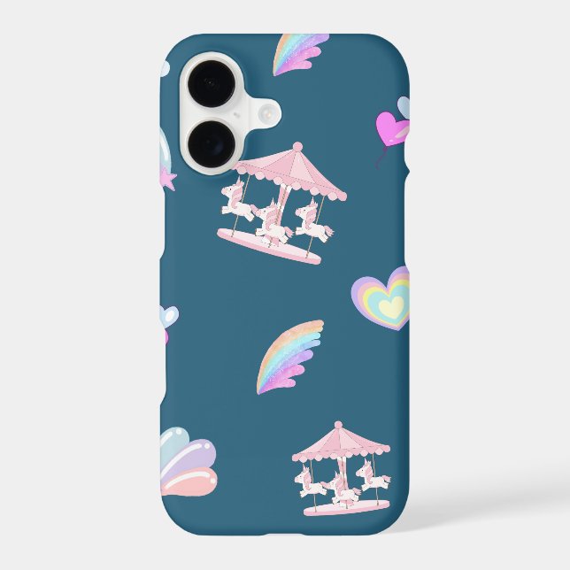 Magical Unicorn rainbow carousel pattern birthday  (Back)