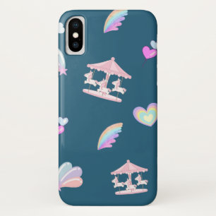 Magical Unicorn rainbow carousel pattern birthday  iPhone X Case