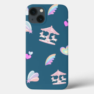 Magical Unicorn rainbow carousel pattern birthday  iPhone 13 Case