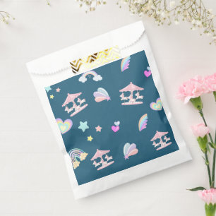 Magical Unicorn rainbow carousel pattern birthday Favour Bags