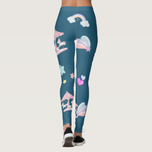 Magical Unicorn rainbow carousel pattern birthday  Leggings