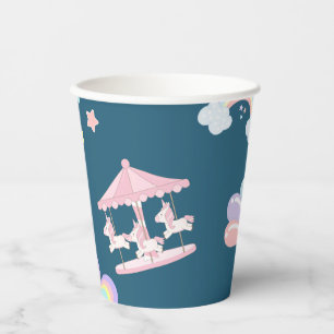 Magical Unicorn rainbow carousel pattern birthday Paper Cups