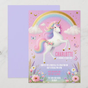 Magical Unicorn Rainbow Fairytale Birthday Party Invitation