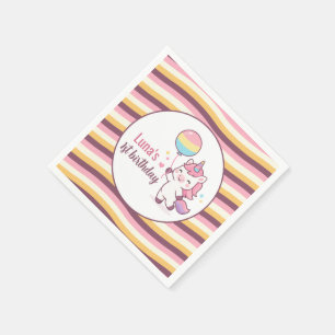 Magical Unicorn & Rainbow Girl 1st Birthday party Napkin