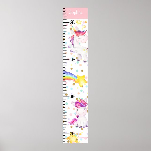 Magical Unicorn Rainbow Girl Growth Chart (Front)