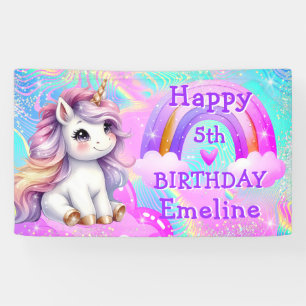 Magical Unicorn Rainbow Glitter Birthday Banner