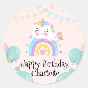 Magical Unicorn rainbow gradient  birthday party  Classic Round Sticker
