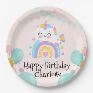 Magical Unicorn rainbow gradient birthday party Paper Plate