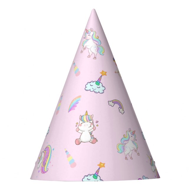 Magical Unicorn rainbow gradient birthday party Party Hat (Front)