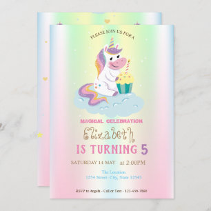 Magical Unicorn Rainbow  Iridescent  Birthday Invitation