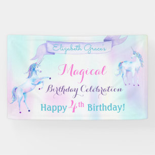 Magical Unicorn Rainbow Lavender Pink Turquoise Banner