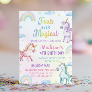 Magical Unicorn Rainbow Pastel Birthday Invitation