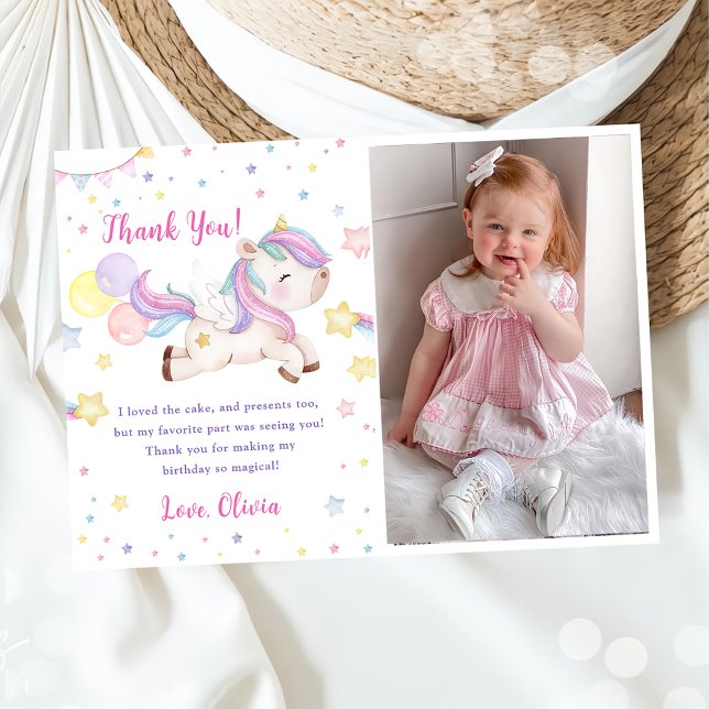 Magical Unicorn Rainbow Photo Thank You Card  (Creator Uploaded)
