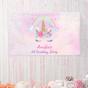 Magical Unicorn Rainbow Pink Birthday Banner