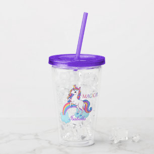 Magical Unicorn Rainbow Purple Acrylic Tumbler