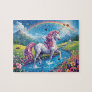 Magical Unicorn Rainbow River Fantasy Art Jigsaw Puzzle