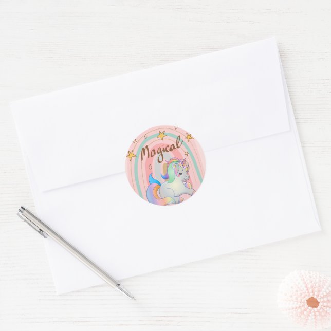 Magical, Unicorn, Rainbow Sticker (Envelope)