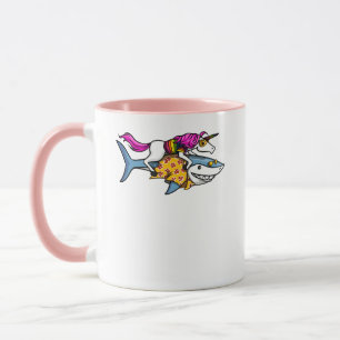 Magical Unicorn Riding Shark Funny Ocean Mug