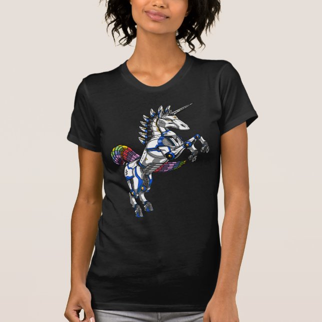 Magical Unicorn Robot Fantasy Rainbow T-Shirt (Front)